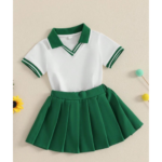 Play group Green and white dress